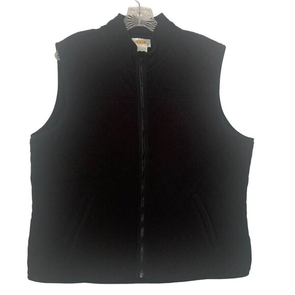Talbots Black Quilted Fleece Zip Up Vest - Picture 9 of 9